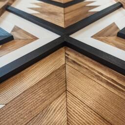 Aztec Wood Wall Art, Latte Geometric Tribal Decor, Wooden Wall Hanging - thumbnail 4