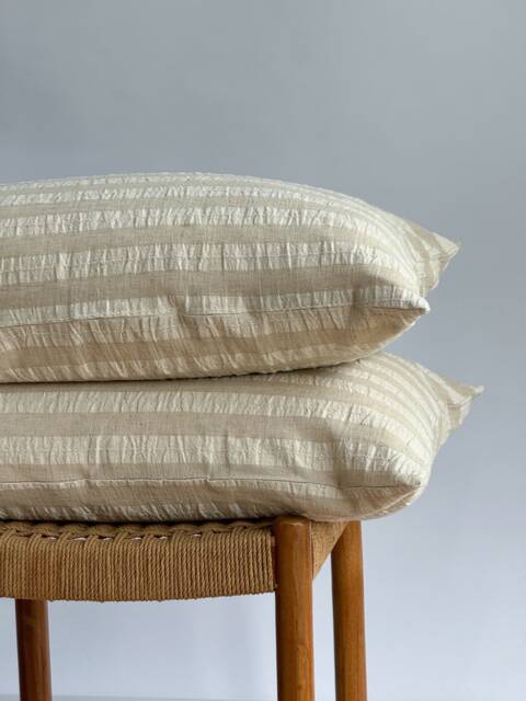 striped Neutral Pillow Cover Hemp Blend, Farmhouse Boho Decor - image 1