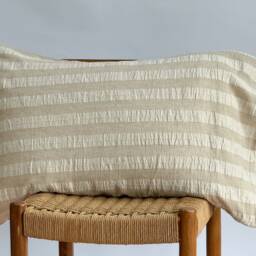 striped Neutral Pillow Cover Hemp Blend, Farmhouse Boho Decor - thumbnail 2