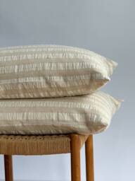 striped Neutral Pillow Cover Hemp Blend, Farmhouse Boho Decor - thumbnail 1
