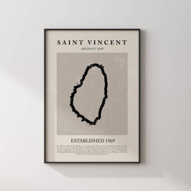 Saint Vincent Map Vintage Abstract Wall Art Print Picasso + Matisse Inspired Travel Poster - image 1