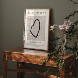 Saint Vincent Map Vintage Abstract Wall Art Print Picasso + Matisse Inspired Travel Poster - thumbnail 2