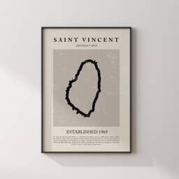 Saint Vincent Map Vintage Abstract Wall Art Print Picasso + Matisse Inspired Travel Poster - thumbnail 1