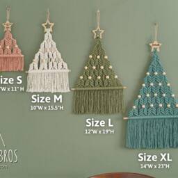 Macrame Christmas Tree, Boho Decor, Modern Farmhouse Xmas Holiday Wall Hanging, Rustic Gifts X08 - thumbnail 3