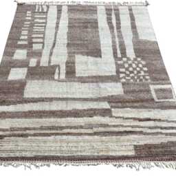 Hand-Knotted Moroccan Beni Ourain Rug, 100% Natural Wool, Modern Berber Carpet For Living Room - thumbnail 2
