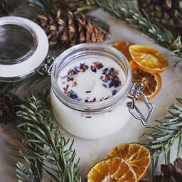 Winter Spice Handmade Eco Soy Scented Candle - Wedding Gift Jar Winter Christmas Vegan Candles - thumbnail 2