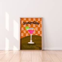 Cosmopolitan Cocktail Wall Art Print, Wine Vintage Art, Retro Kitchen Bar Poster, Gift, Poster - thumbnail 2