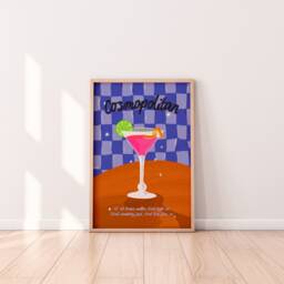 Cosmopolitan Cocktail Wall Art Print, Wine Vintage Art, Retro Kitchen Bar Poster, Gift, Poster - thumbnail 3