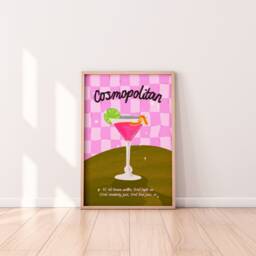 Cosmopolitan Cocktail Wall Art Print, Wine Vintage Art, Retro Kitchen Bar Poster, Gift, Poster - thumbnail 1