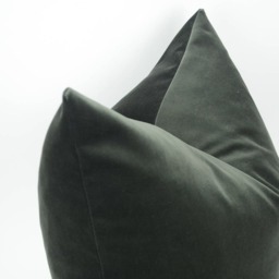 Charcoal Grey Velvet Pillow Cover, Heavy Cotton Luxe Cushion - thumbnail 2