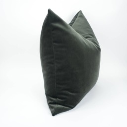 Charcoal Grey Velvet Pillow Cover, Heavy Cotton Luxe Cushion - thumbnail 3