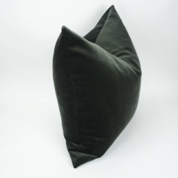 Charcoal Grey Velvet Pillow Cover, Heavy Cotton Luxe Cushion - thumbnail 4