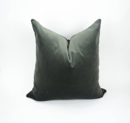 Charcoal Grey Velvet Pillow Cover, Heavy Cotton Luxe Cushion - thumbnail 1