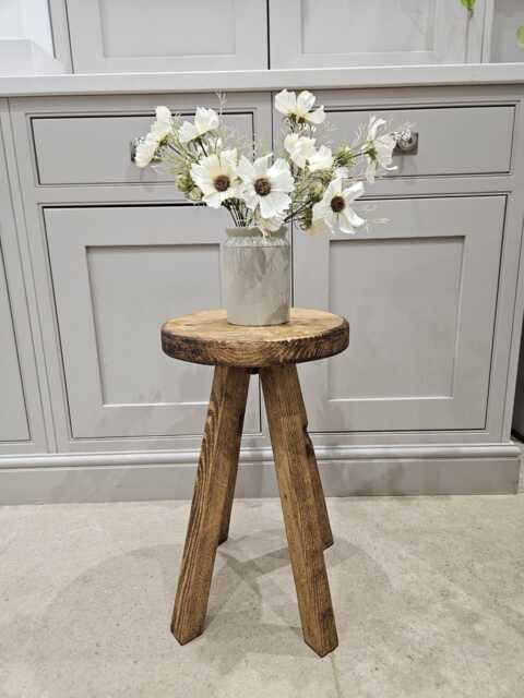 The Bourton Stool - Handmade Wooden Round Top Rustic Stool Made From Locally Sourced Reclaimed Timber - image 1