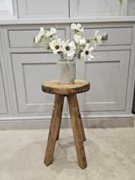 The Bourton Stool - Handmade Wooden Round Top Rustic Stool Made From Locally Sourced Reclaimed Timber - thumbnail 1