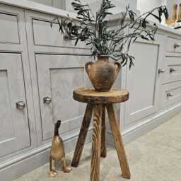 The Bourton Stool - Handmade Wooden Round Top Rustic Stool Made From Locally Sourced Reclaimed Timber - thumbnail 2