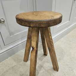 The Bourton Stool - Handmade Wooden Round Top Rustic Stool Made From Locally Sourced Reclaimed Timber - thumbnail 3