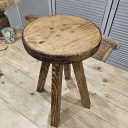 The Bourton Stool - Handmade Wooden Round Top Rustic Stool Made From Locally Sourced Reclaimed Timber - thumbnail 4
