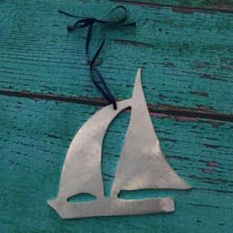 Sailboat, Wall Hanging, Christmas Ornament, Baby Room Decoration, Handcrafted, Metal, Nautical, Beach, Ocean Lovers, Sailors, Boat - thumbnail 3