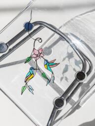 Hummingbird Real Stained Glass Bird Orchid Suncatcher Farmhouse Home House Decor Window Wall Hangings Grandma Gift Living Kitchen Art - thumbnail 1
