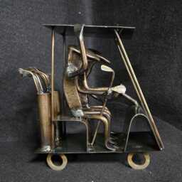 Golf Cart - Metal Art Figurine Railroad Spike Art Golfer Gift - thumbnail 1