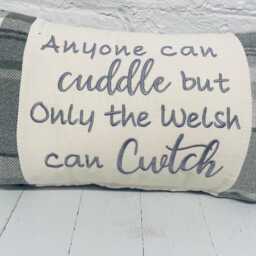 Anyone Can Cuddle But Only The Welsh Cwtch-Wool Touch Fabric Panel Square Cushion - thumbnail 3