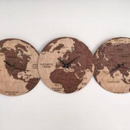 Wooden World Clock - Prime Meridian - World Map With Countries, Ocean Names, Extra Large Wall Art Clock, Wood Burning Art, Africa, Europe - thumbnail 4