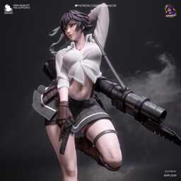The Bullet-Bound - Demonic Huntress Gothic Action Fantasy Lady Resin Figure 16K - thumbnail 2