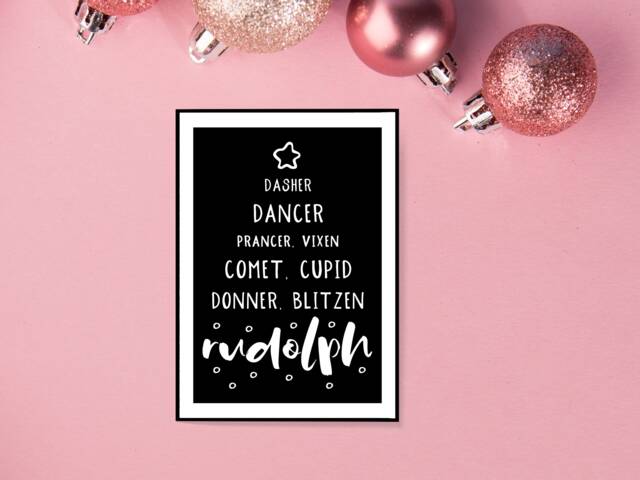 Reindeer Black - Christmas Festive Fall Holidays - Wall Print Gift Bespoke Poster A5 A4 A3 Framed - image 1