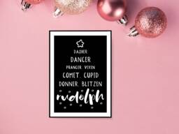 Reindeer Black - Christmas Festive Fall Holidays - Wall Print Gift Bespoke Poster A5 A4 A3 Framed - thumbnail 1