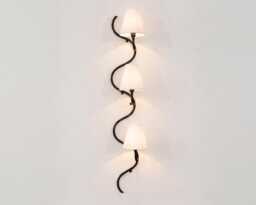 Wall Light - Modern Black Spiral Triple Sconce, Luxury Vertical Designer Lighting Fixture With Minimalist White Shades - thumbnail 1