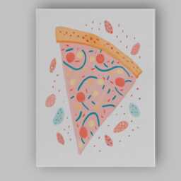 Pastel Pepperoni Pizza Slice Illustration Canvas Wall Art Print Decor Picture Ready To Hang - thumbnail 1