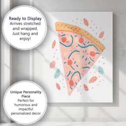 Pastel Pepperoni Pizza Slice Illustration Canvas Wall Art Print Decor Picture Ready To Hang - thumbnail 3