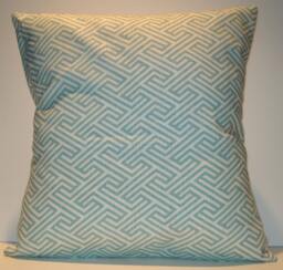 New 18x18 Inch Designer Handmade Pillow Cases. in Turquoise Geometric Pattern On White - thumbnail 1