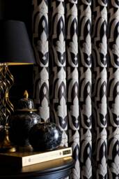 Damask Curtains Black, Gold & Gray Striped Pattern, Custom Size