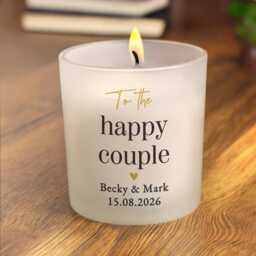 Personalised Black & Gold Free Text Frosted Candle