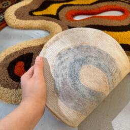 Abstract Shape Rug, Modern Pastel Bedroom Aesthetic Cute Living Room Floor Mat, Custom Tufted Rug - thumbnail 3