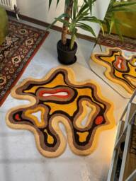 Abstract Shape Rug, Modern Pastel Bedroom Aesthetic Cute Living Room Floor Mat, Custom Tufted Rug - thumbnail 1