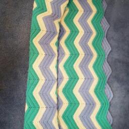 Blue Teal & White Crochet Blanket. Crochet Throw. Handmade Afghan. Chevron Wedding Gift - thumbnail 3