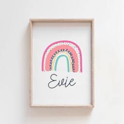 Personalised Rainbow Print, Girls Bedroom Decor, Nursery Name Prints, Wall Art, Playroom - thumbnail 1