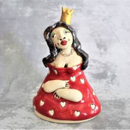 Princess Sculpture, Ceramic Figurine, Fine Art Ceramics, Unique Clay Red - thumbnail 3