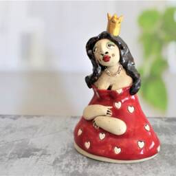 Princess Sculpture, Ceramic Figurine, Fine Art Ceramics, Unique Clay Red - thumbnail 2