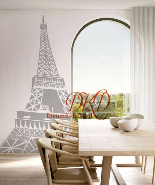 Eiffel Tower Wall Decals City Decal, Children's Room Paris Decor, Seine River Art, Building, Home Decor Sticker - image 1