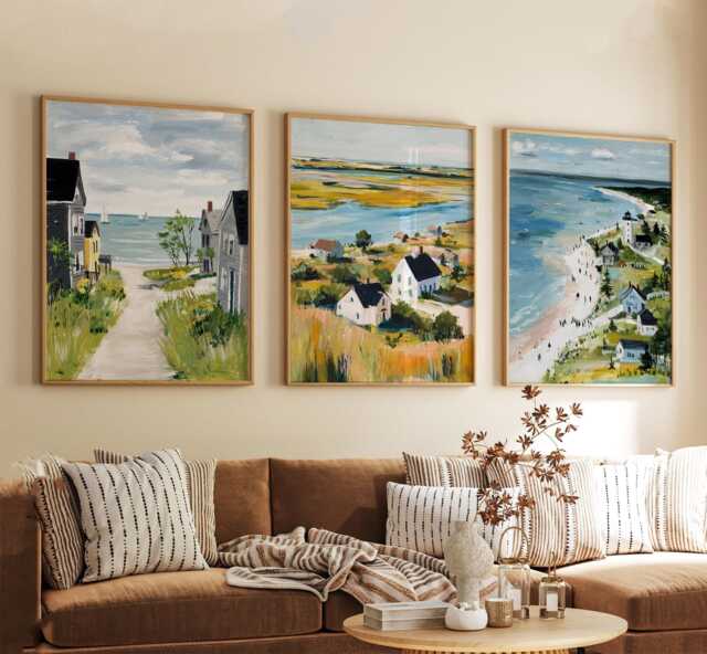 Cape Cod Massachusetts Poster Set Of 3 Travel Wall Art Usa Coastal Landscape Print, Vintage Minimalist Style - image 1