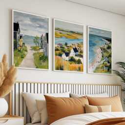 Cape Cod Massachusetts Poster Set Of 3 Travel Wall Art Usa Coastal Landscape Print, Vintage Minimalist Style - thumbnail 2