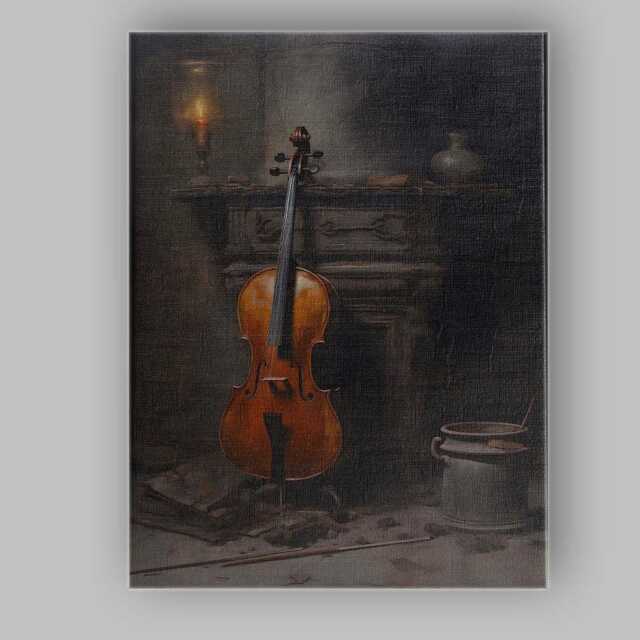 Moody Violin Still Life Candlelit Interior Canvas Wall Art Print Decor Picture Ready To Hang - image 1