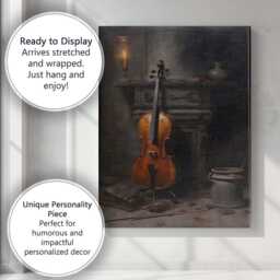 Moody Violin Still Life Candlelit Interior Canvas Wall Art Print Decor Picture Ready To Hang - thumbnail 3