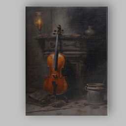 Moody Violin Still Life Candlelit Interior Canvas Wall Art Print Decor Picture Ready To Hang - thumbnail 1