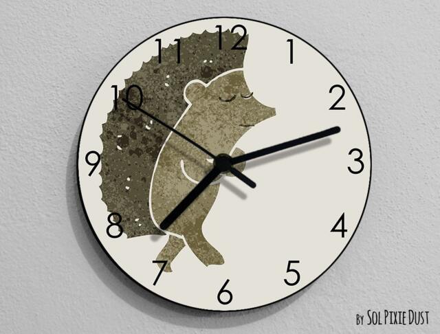 Hedgehog Watercolor Wall Clock - Kids Nursery Room, Teens Baby Room - image 1