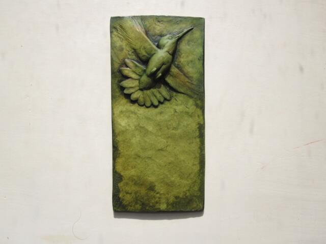 Ruby-Throated Hummingbird in Flight Wall Sculpture - image 1